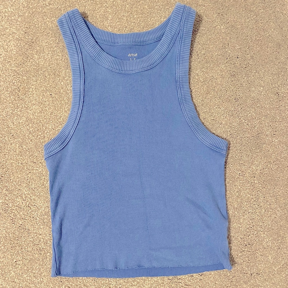 Blue high neck aerie tank
